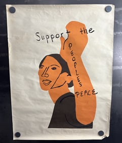 Vintage & Original 1970s Support the Peoples Peace - Vietnam War Protest 18"x24" Poster