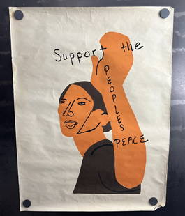Vintage & Original 1970s Support the Peoples Peace - Vietnam War Protest 18"x24" Poster: Vintage & Original 1970s Support the Peoples Peace - Vietnam War Protest 18"x24" Poster