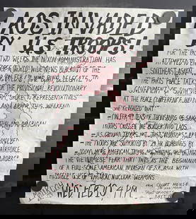 Vintage & Original 1971 Vietnam War Protest March/Rally 14"x16.75" Poster - "Laos Invaded": Vintage & Original 1971 Vietnam War Protest March/Rally 14"x16.75" Poster - "Laos Invaded"