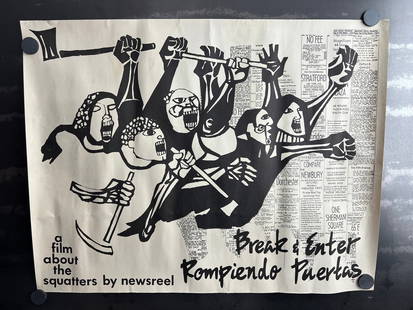 Vintage & Original 1970 Break & Enter/Rompiendo Puertas by Newsreel Movie Poster - 22"x17" -: Vintage & Original 1970 Break & Enter/Rompiendo Puertas by Newsreel Movie Poster - 22"x17" - Manhattan Squatters