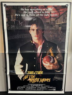 1983 All The Right Moves W/ Tom Cruise Original 27x41 Folded One Sheet Theatrical Movie Poster -: 1983 All The Right Moves W/ Tom Cruise Original 27x41 Folded One Sheet Theatrical Movie Poster - 20th Century Fox