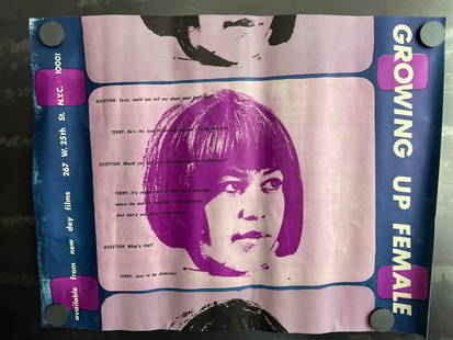 Vintage & Original 1971 Growing Up Female 16.25"x12.75" Movie Poster - First film from the modern: Vintage & Original 1971 Growing Up Female 16.25"x12.75" Movie Poster - First film from the modern women's movement in the early 1970s - Selected for preservation by the Library of Congress in 2011
