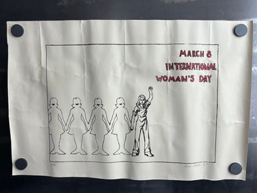 Vintage & Original 1971 International Women's Day 19.75"x13" Feminist Art Poster by Susan Stocker