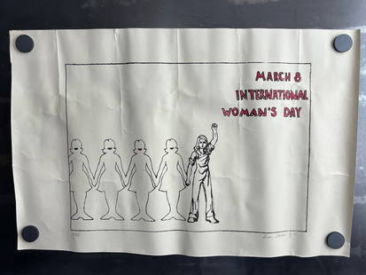 Vintage & Original 1971 International Women's Day 19.75"x13" Feminist Art Poster by Susan Stocker: Vintage & Original 1971 International Women's Day 19.75"x13" Feminist Art Poster by Susan Stocker