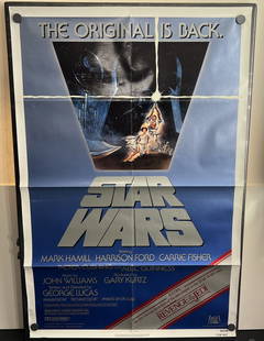 1982 Star Wars Original #R820106 27x41 Re-Release Folded Theatrical Movie Poster - Revenge of the: 1982 Star Wars Original #R820106 27x41 Re-Release Folded Theatrical Movie Poster - Revenge of the Jedi Hype Promo in Corner