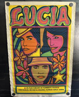 Vintage & Original 1968 Lucia 20"x29.5" Cuban Movie Poster - Art by Raul Martinez: Vintage & Original 1968 Lucia 20"x29.5" Cuban Movie Poster - Art by Raul Martinez
