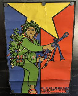 Vintage & Original 1969 National Liberation Front 9 Year Anniversary 19.25"x28" Cuban Poster - Art: Vintage & Original 1969 National Liberation Front 9 Year Anniversary 19.25"x28" Cuban Poster - Art by Felix Rene Mederos Pazos