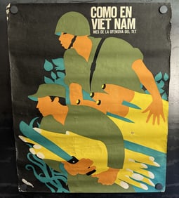 Vintage & Original 1970 Como En Viet Nam 22"x27" Cuban Solidarity with Vietnam Poster - Tet