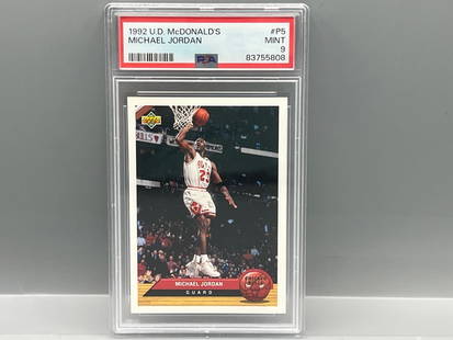 1992 Upper Deck McDonald's Michael Jordan #P5 PSA Mint 9: 1992 Upper Deck McDonald's Michael Jordan #P5 PSA Mint 9