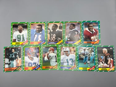 Lot of (11) 1986 Topps Football Star Player Cards - Varying Conditions - Reggie White, Bruce Smith,