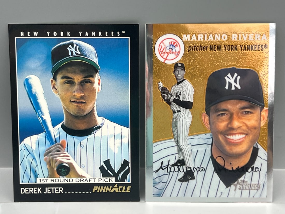 1993 Pinnacle Derek Jeter RC #457 & 2003 Topps Heritage Chrome Mariano Rivera #/1954 (1 of 2)