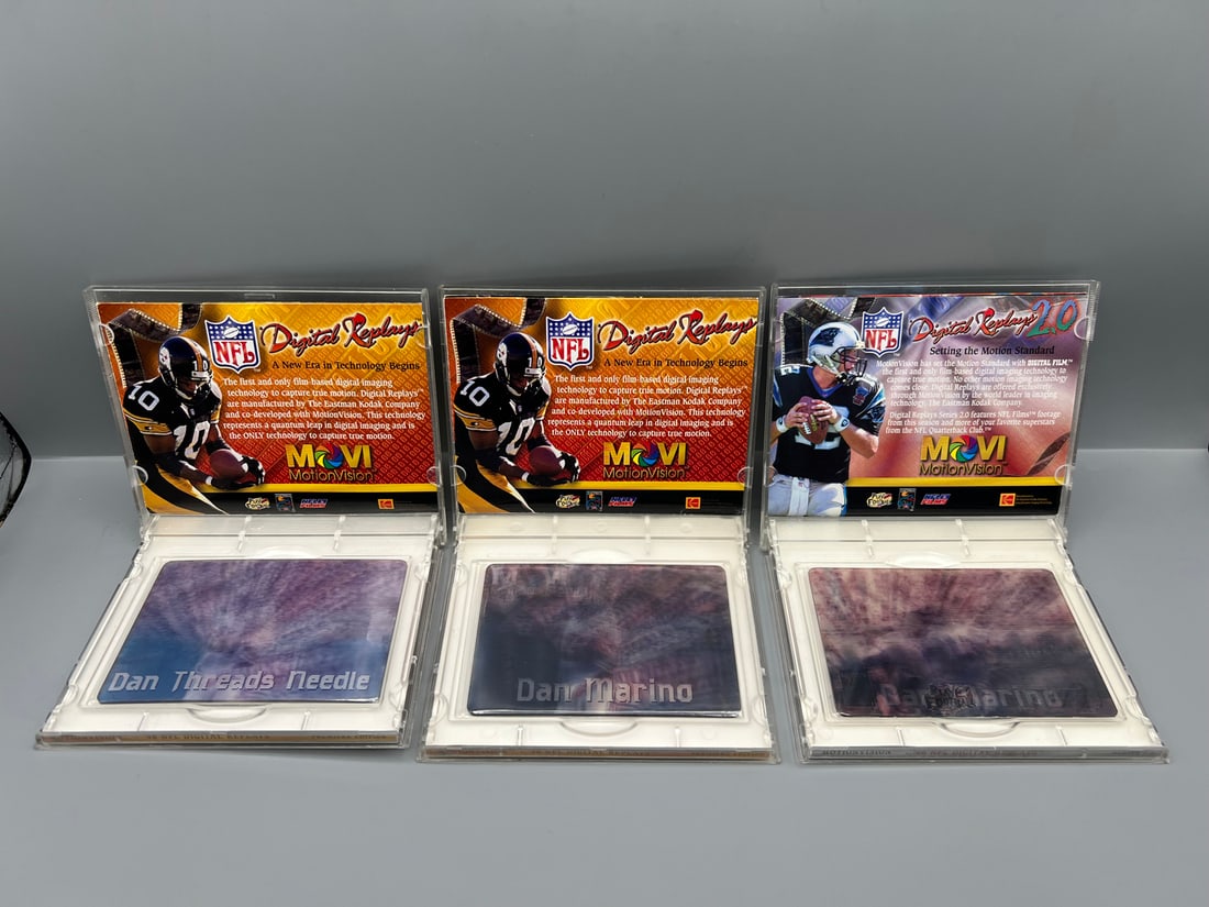 Lot of (3) 1996-97 MotionVision Dan Marino Lenticular Cards W/ Cases including tougher LDR Insert (1 of 3)