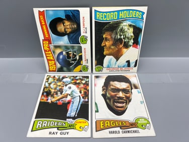 Lot of (4) 1975 Topps Football Star Player Cards - Varying Conditions
