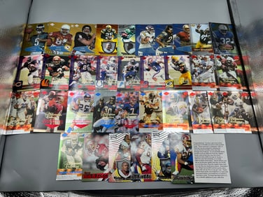 1990s Football 35 Card Assortment Repack W/ Lots of Stars & Inserts - Includes Original Repack Slip
