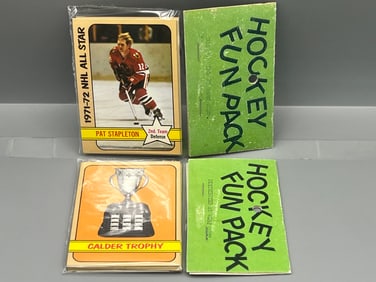 Lot of (2) West Corp. Cello Fun Pack Repack 1972-73 Topps Hockey Sealed Packs