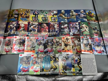 1990s Football 35 Card Assortment Repack W/ Lots of Stars & Inserts - Includes Original Repack Slip