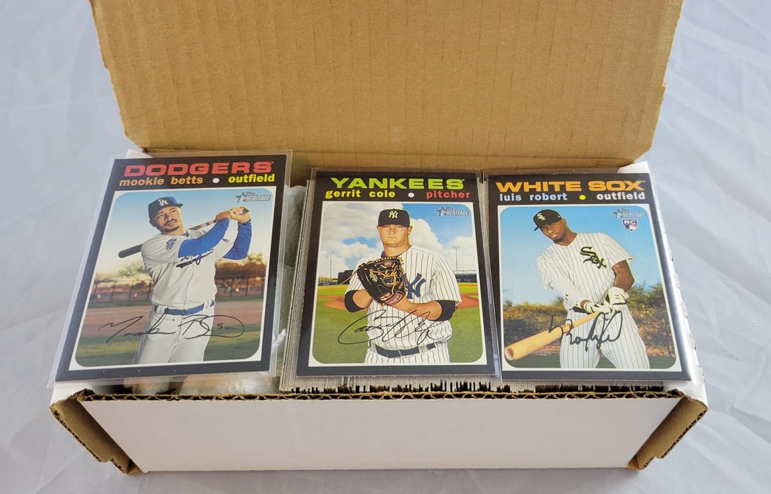 2020 Topps Heritage High Numbers Base 501-700: Includes Betts (Dodgers), Cole (Yankees), Robert Jr. RC