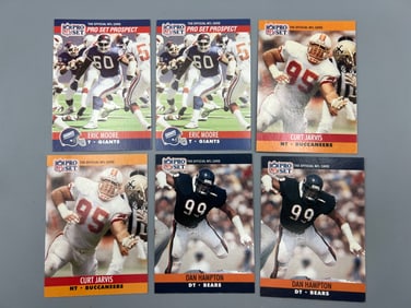 Lot of (6) 1990 Pro Set Football Error Cards - Varying Conditions