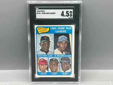 1965 Topps NL Home Run Leaders Mays/Williams/Callison/Cepeda/Hart #4 SGC VG-EX+ 4.5