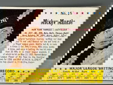 1963 Jell-O Mickey Mantle Hand Cut #15