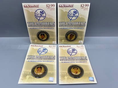 Lot of (4) 2005 New York Post Yankees Immortals Collectible Medallions: Lot of (4) 2005 New York Post Yankees Immortals Collectible Medallions