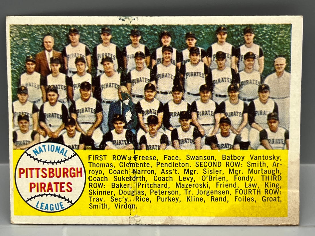1958 Topps Pittsburgh Pirates Team Card #341 -  Lower grade condition (1 of 2)