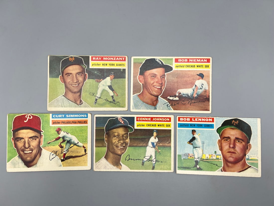 Lot of (5) 1956 Topps Baseball Cards - Varying Conditions (1 of 2)