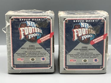 Lot of (2) 1991 Upper Deck High Number Series Football Sealed Sets