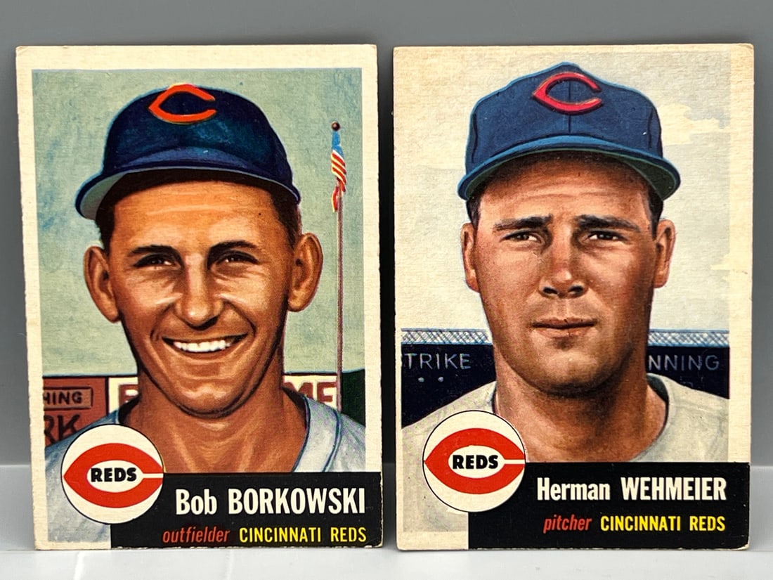 1953 Topps Bob Borkowski #7 & Herman Wehmeier #110: 1953 Topps Bob Borkowski #7 & Herman Wehmeier #110