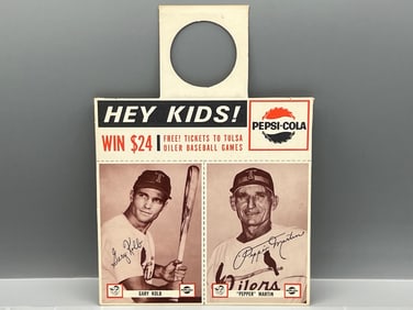 1963 Pepsi-Cola Tulsa Oilers Minor League Baseball Gary Kolb/Pepper Martin Uncut Panel Hanger