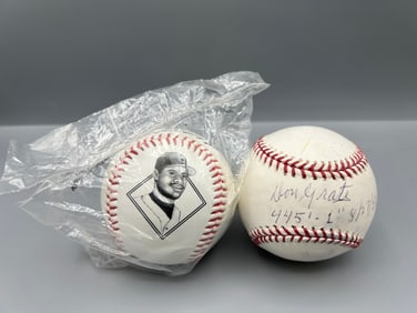 Ken Griffey Jr. Commemorative Baseball & Don Grate Autographed Baseball W/ Inscriptions - 1956 World