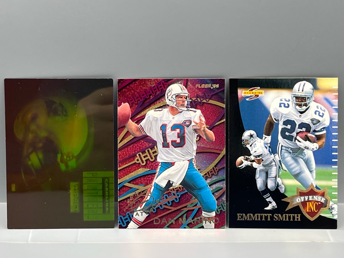 Lot of (3) Assorted 1990s Football Insert Cards - Dan Marino, Emmitt Smith (1 of 2)
