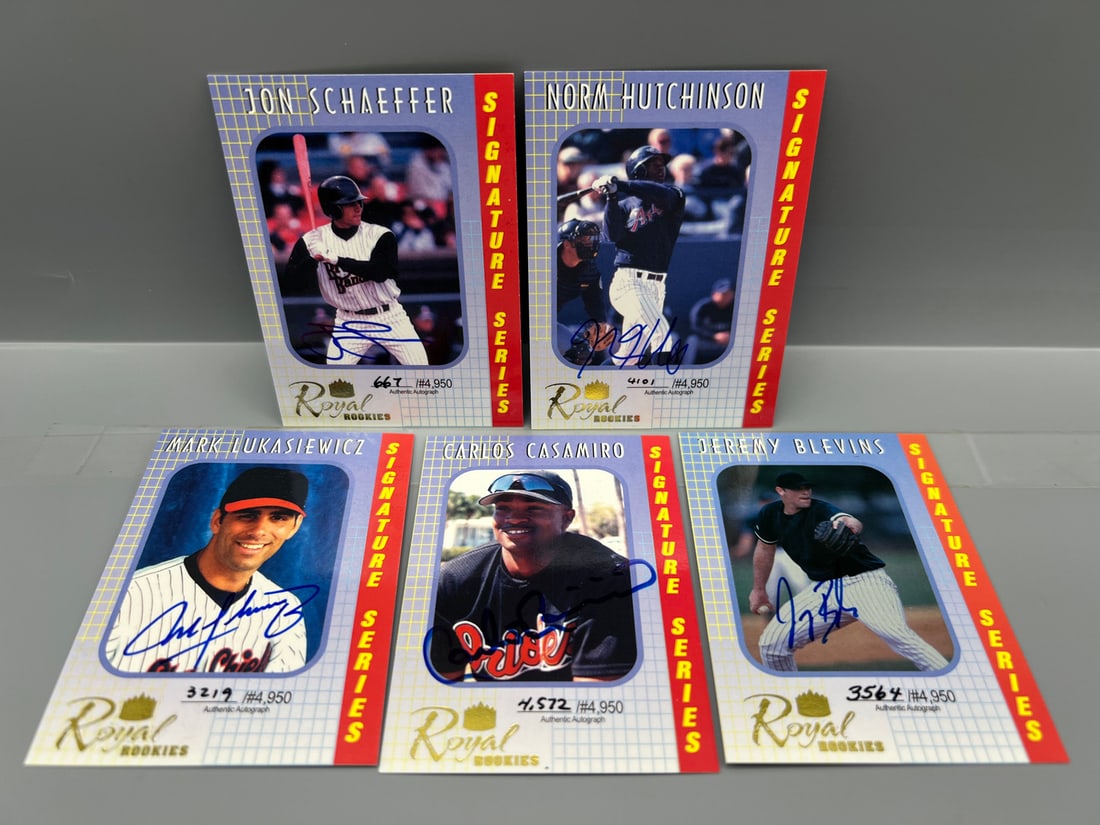 Lot of (5) 2000 Royal Rookies Signature Series Baseball On Card RC Autographs - All #/4950 (1 of 2)