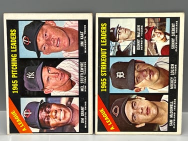 1966 Topps AL Pitching Leaders #224 & AL Strikeout Leaders #226
