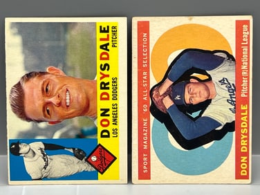 (Lot Of 2) Don Drysdale (HOF) - 1960 Topps #475 & 1960T All-Star #570