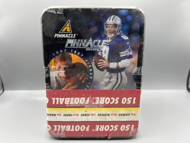 1997 Pinnacle Score Football Troy Aikman Factory Sealed Tin - Rust On Tin & Wrapper - Likely damaged