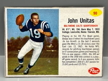 1962 Post #90 John Unitas (HOF) - Colts