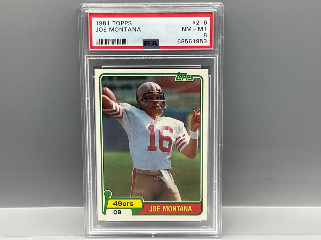 1981 Topps Joe Montana RC #216 PSA NM-MT 8 (1 of 2)