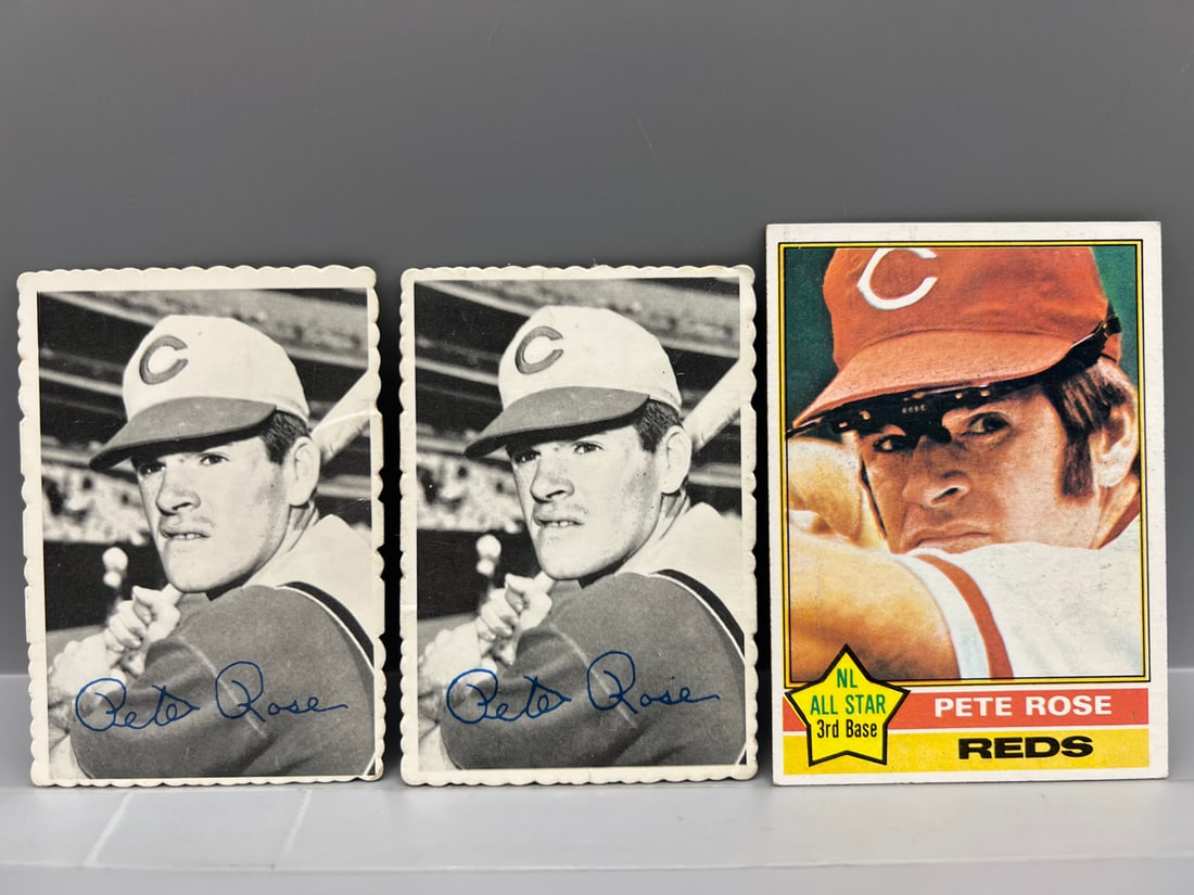 Pete Rose Lot of 3 - 1969 Topps Deckle Edge x2, 1976 Topps (1 of 2)