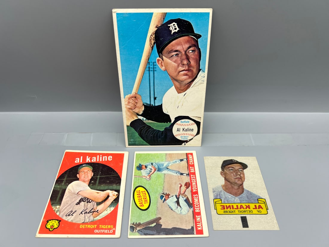 Al Kaline Lot of 4 - 1964 Topps Giant, 1959 Topps #360 & 463, 1966 Topps Rub-Offs (1 of 3)
