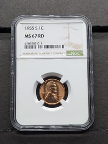 1955-S Lincoln Wheat Cent - NGC MS67 RD
