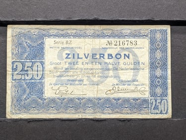 1938, Netherlands Zilverbon, 2.50 Gulden Banknote
