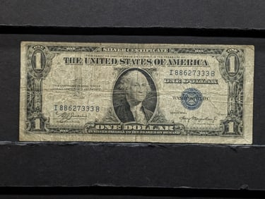 1935 Series A $1 Silver Certificate; Serial Number 88627333; Front & Back Are Off-centered