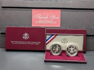 1996-P PROOF Atlanta Centennial Olympics - Tennis & Wheelchair Commemorative 2-Coin 90% Silver