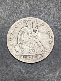 1853 w/ Arrows & Rays Seated Liberty Half Dollar - Tough Type!