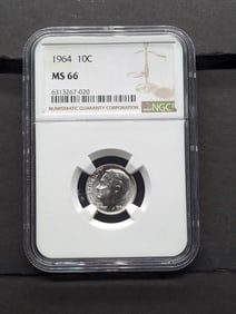 1964-P Roosevelt Dime MS66 NGC 3613267-020
