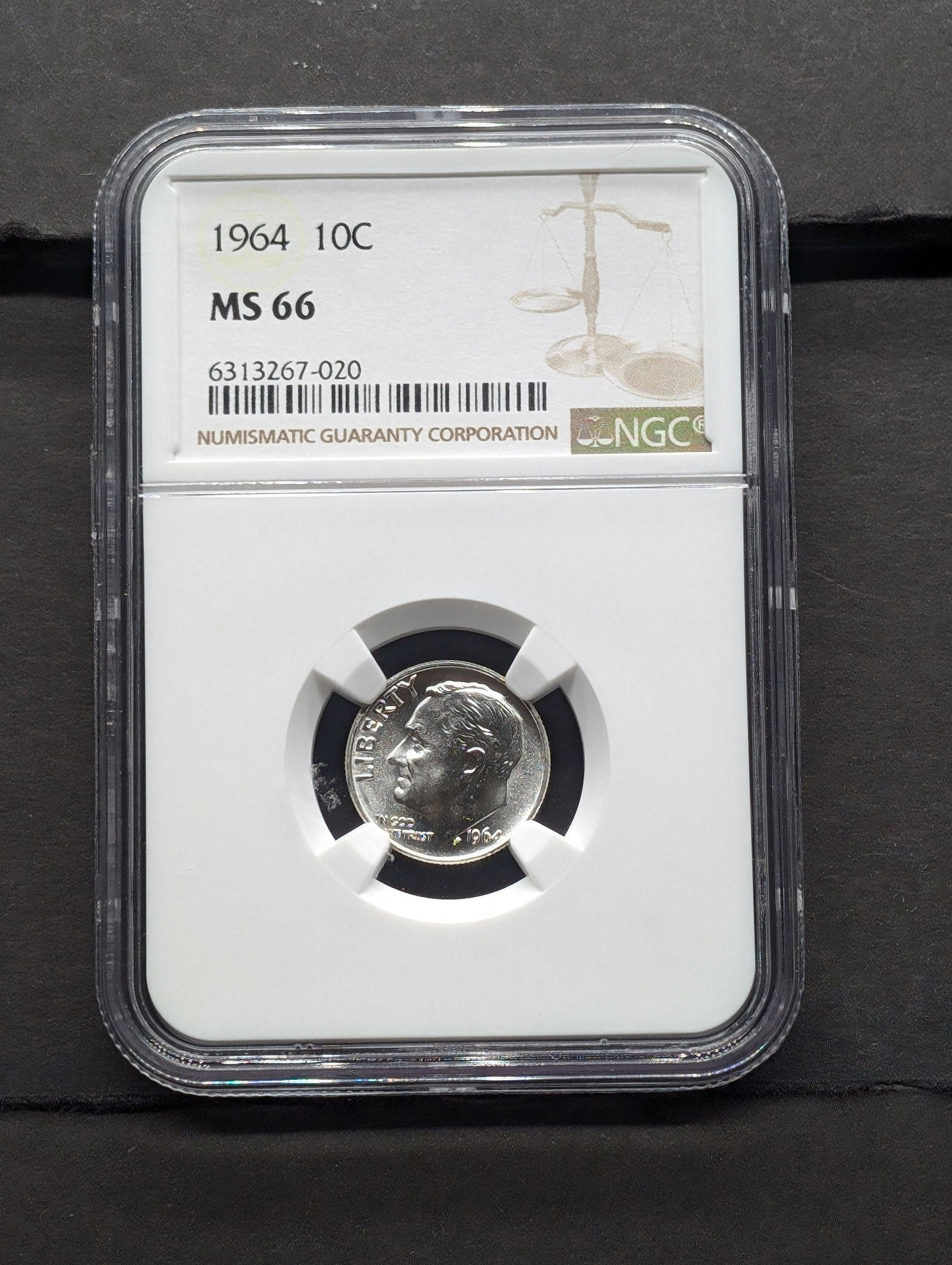 1964-P Roosevelt Dime MS66 NGC 3613267-020 (1 of 3)