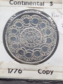 COPY - Continental Currency 1776 COPY; Pewter; GEM