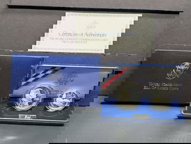 1993-S PROOF Bill of Rights Commemorative 2-Coin Set in OGP w/ COA, Both Coins are 90% Silver