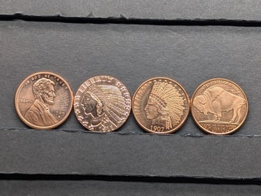 Four 1 Oz. Each .999 Fine COPPER Various Designed Coins